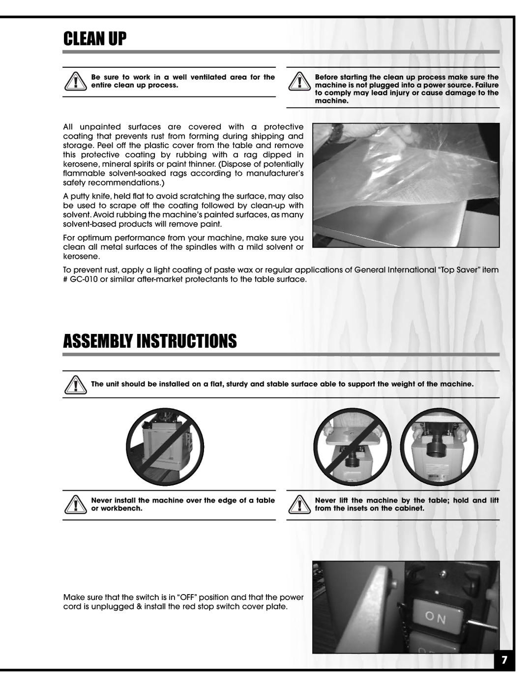 General Tire 15-220 manual Clean UP, Assembly Instructions 