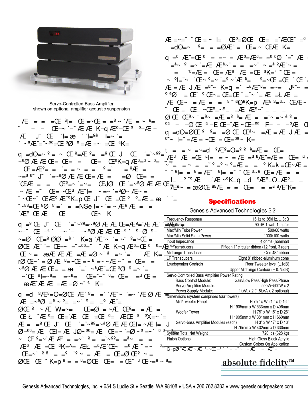 Genesis Advanced Technologies 2.2 ~=ãìëÅäÉJÄçìåÇ=~ãéäáÑáÉê=ïáíÜ=ÉåçìÖÜ=éçïÉê=íç=, Çáëíçêíáçå=íÜêçìÖÜçìí=íÜÉ=ê~åÖÉK= 