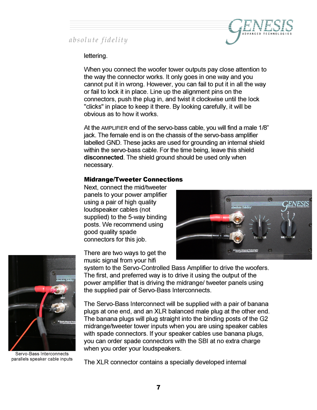 Genesis Advanced Technologies 2.2 manual Midrange/Tweeter Connections 