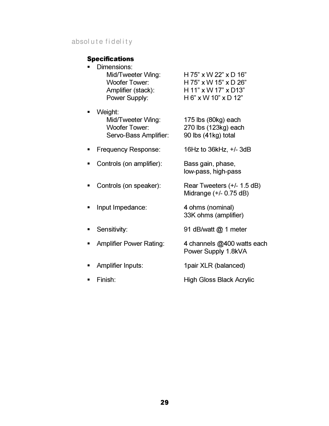 Genesis Advanced Technologies 2.2 manual Specifications 