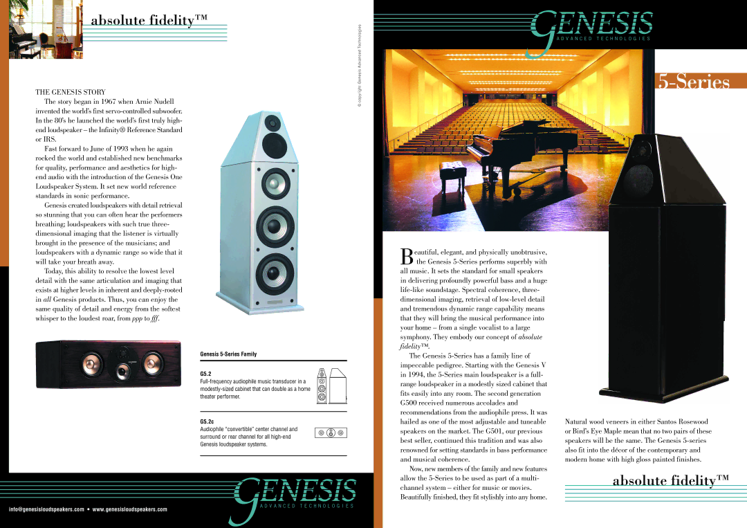 Genesis Advanced Technologies 5 Series manual Genesis Story, Genesis 5-Series Family G5.2, G5.2c 