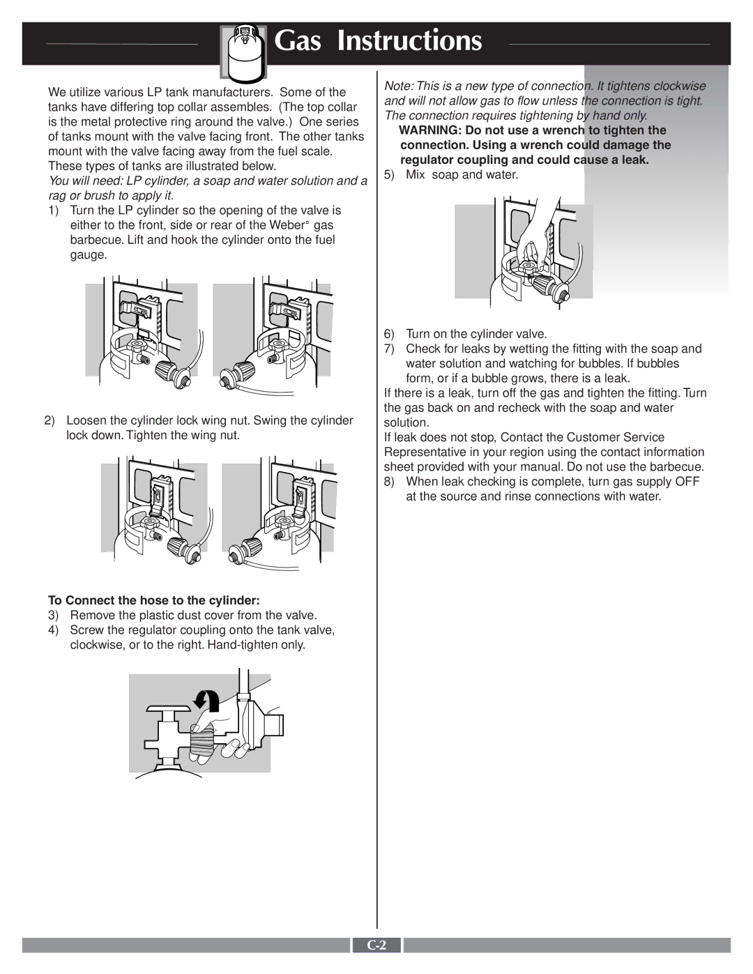 Genesis Advanced Technologies 55274 Connection. Using a wrench could damage, Regulator coupling and could cause a leak 