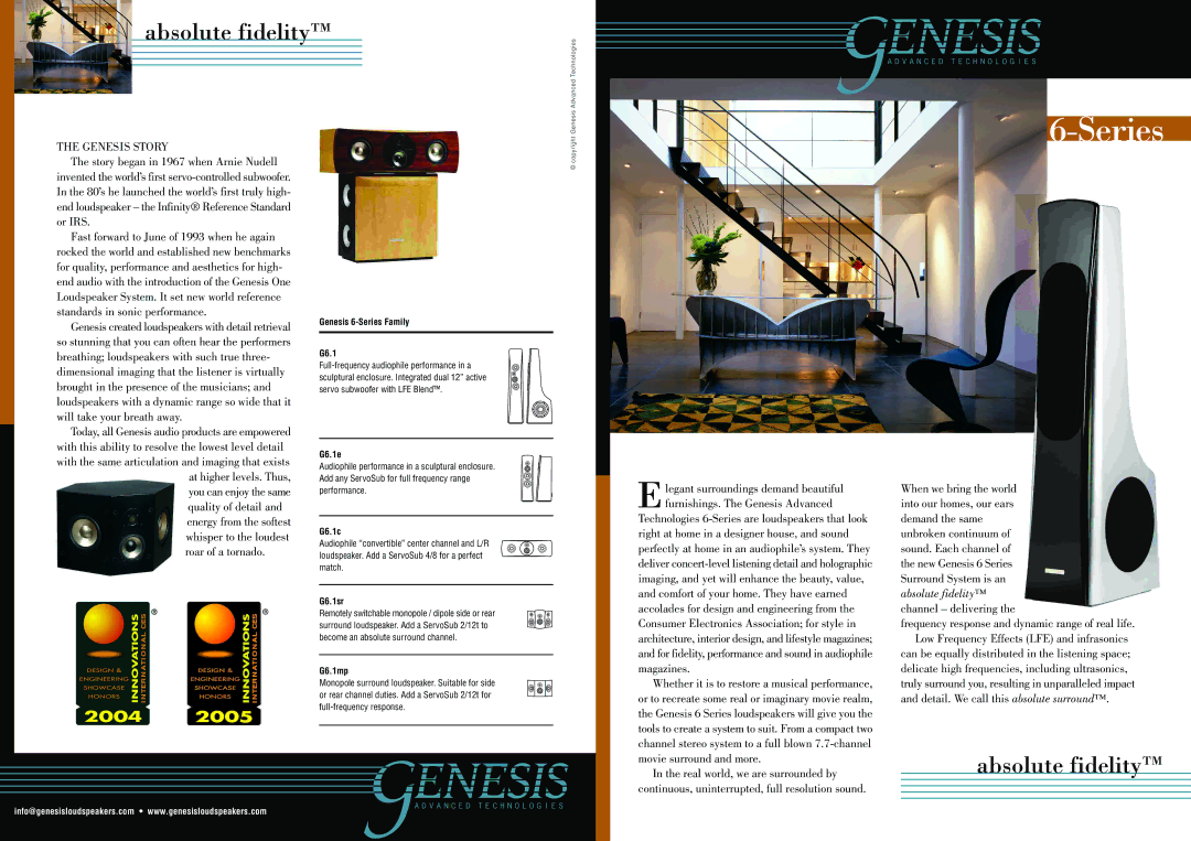 Genesis Advanced Technologies 6 Series manual Genesis Story 