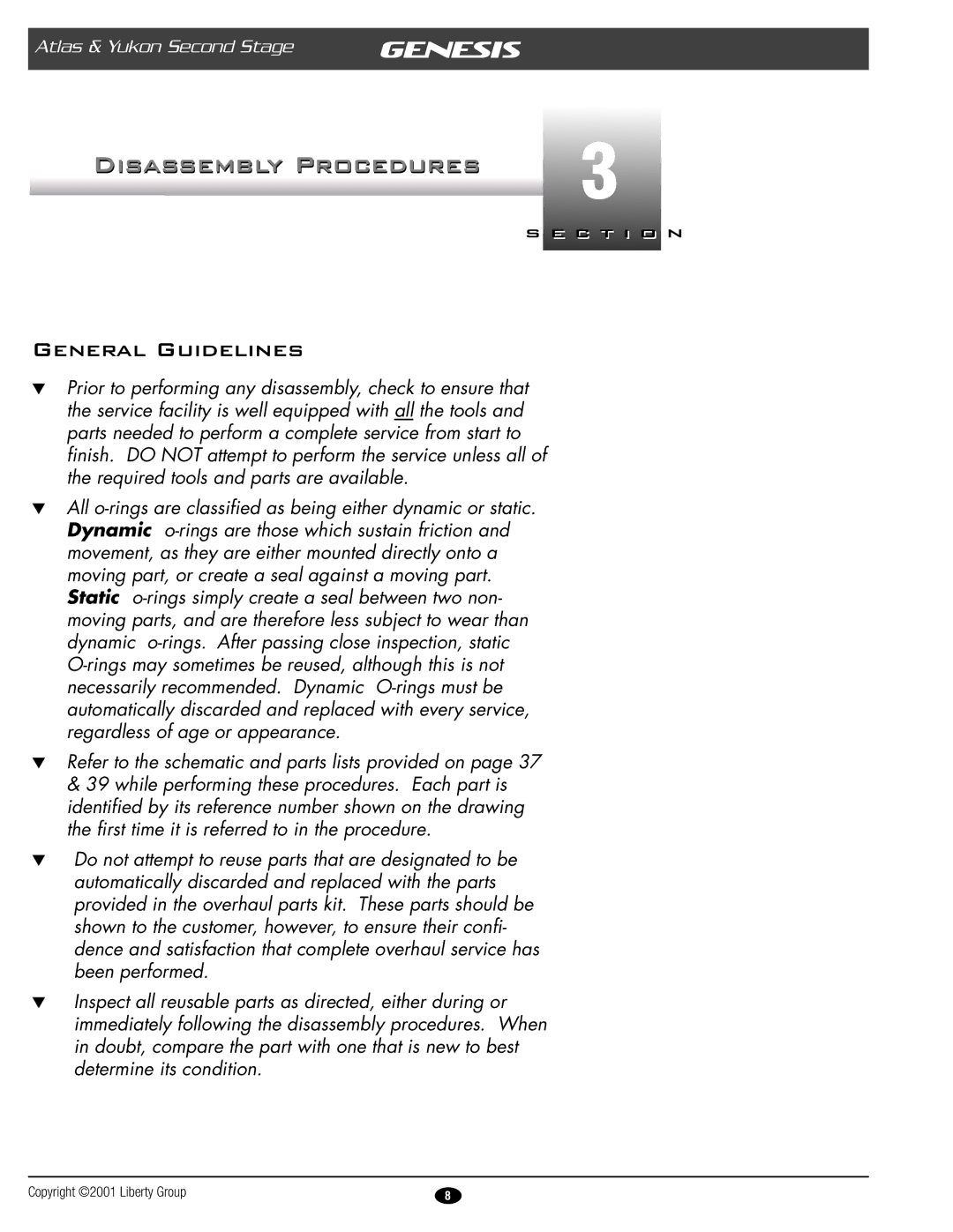 Genesis Advanced Technologies GRXXX & manual Disassembly Procedures, General Guidelines 