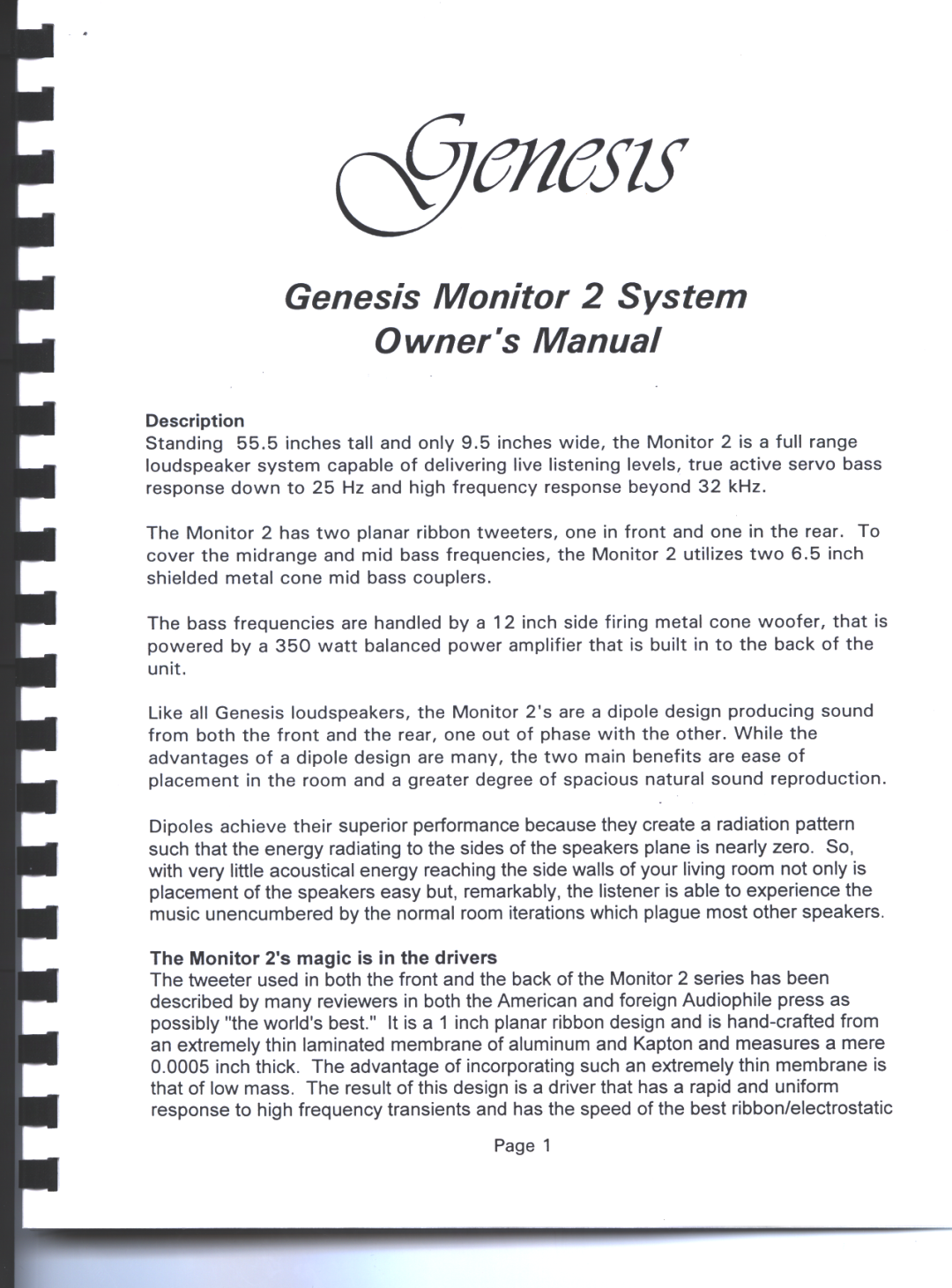Genesis Advanced Technologies Monitor 2 manual 