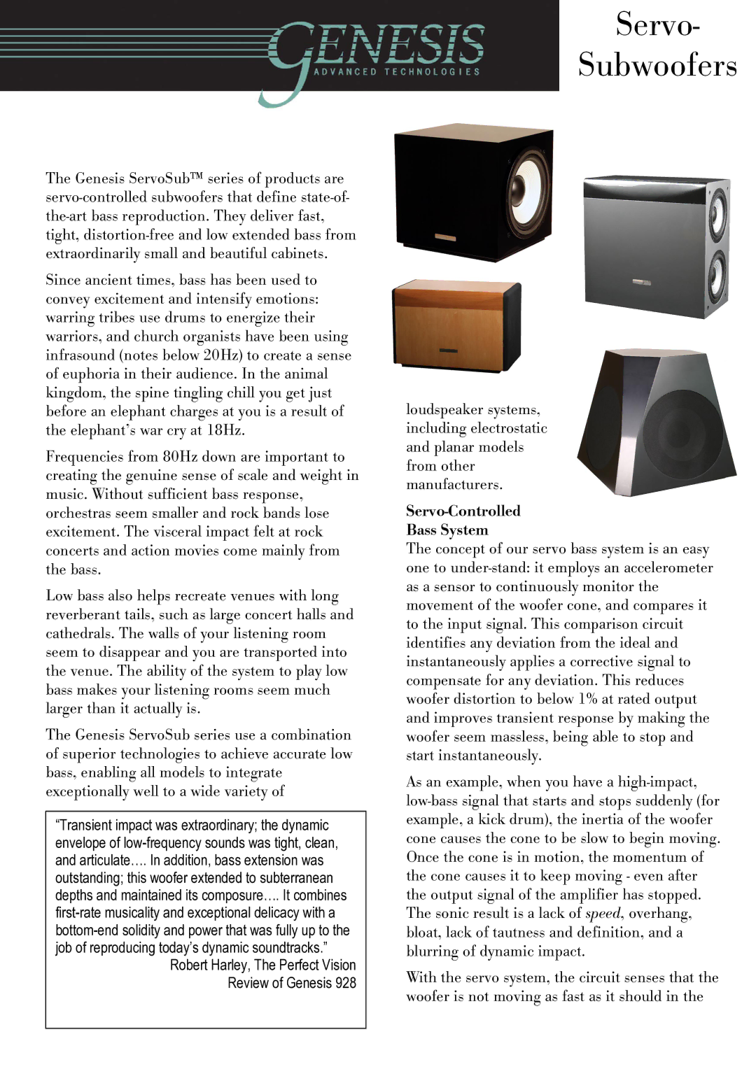 Genesis Advanced Technologies Servo-Subwoofer manual ÃìëáÅK=táíÜçìí=ëìÑÑáÅáÉåí=Ä~ëë=êÉëéçåëÉI= 