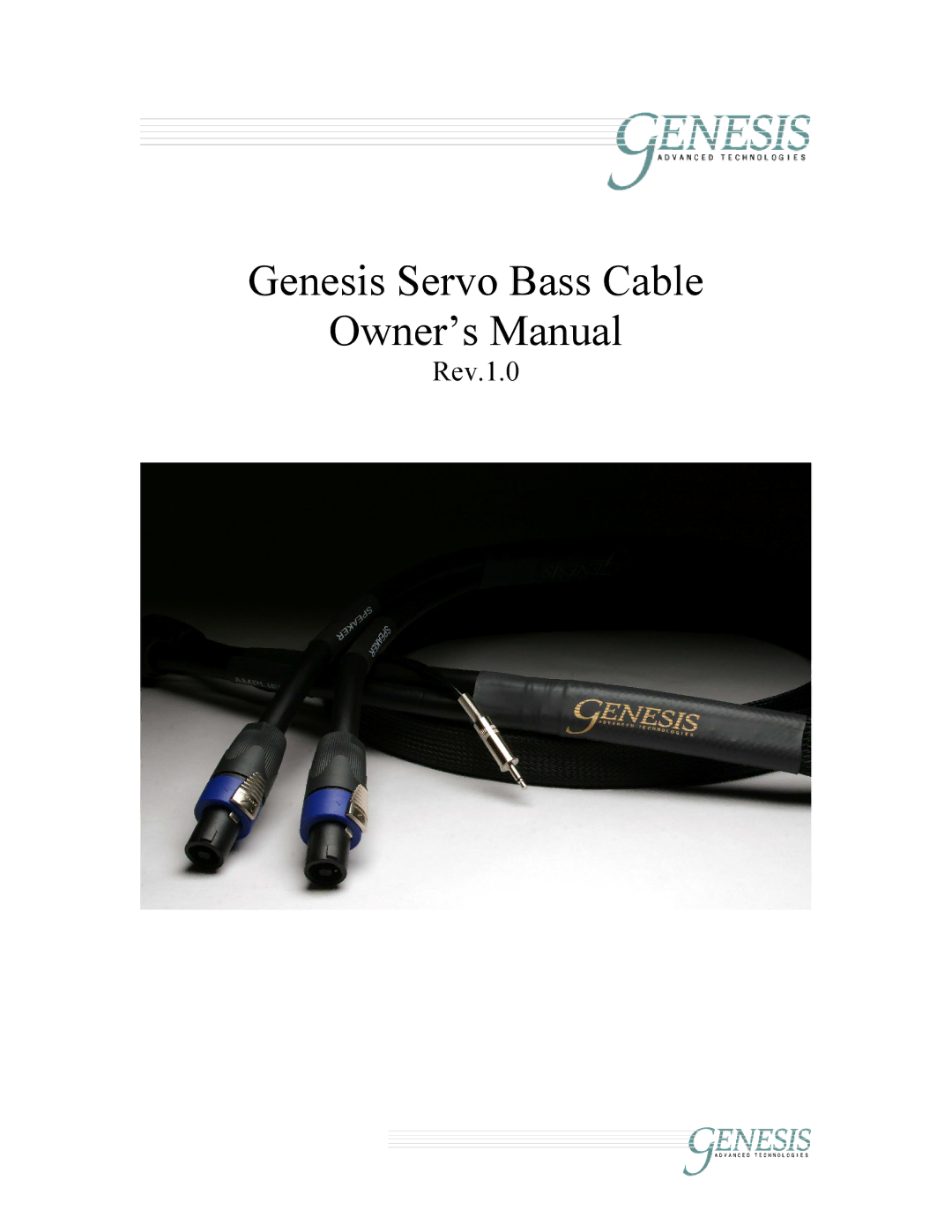 Genesis Advanced Technologies Servo/Bass owner manual Genesis Servo Bass Cable 