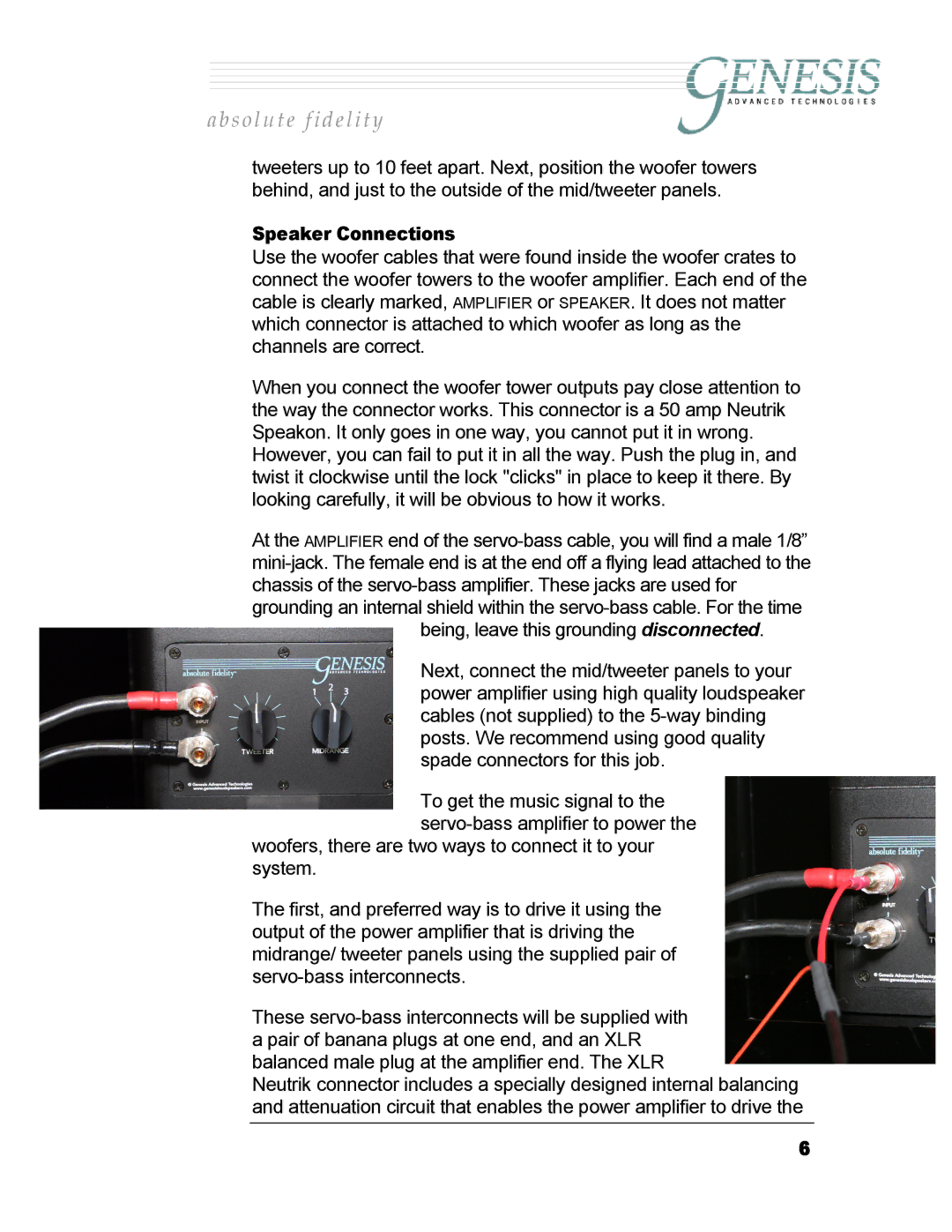 Genesis I.C.E 201 owner manual Speaker Connections 