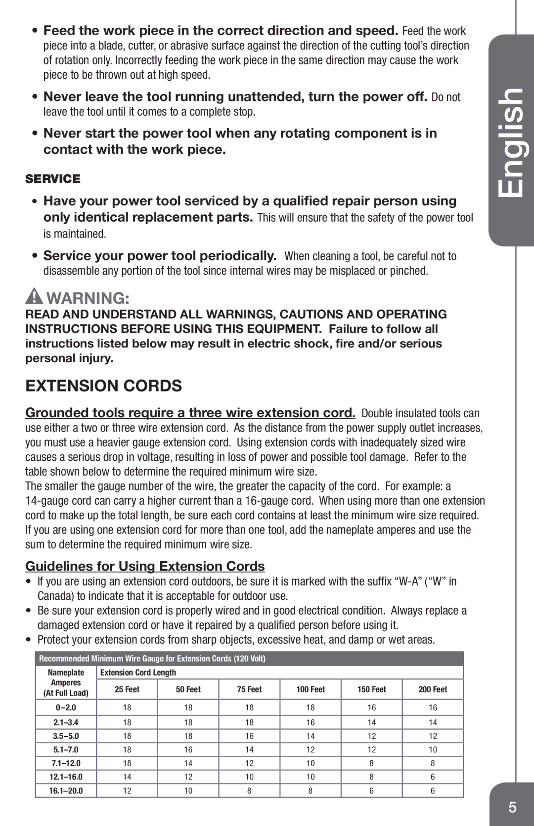 Genesis I.C.E GBDS450 manuel dutilisation Extension Cords, Service 