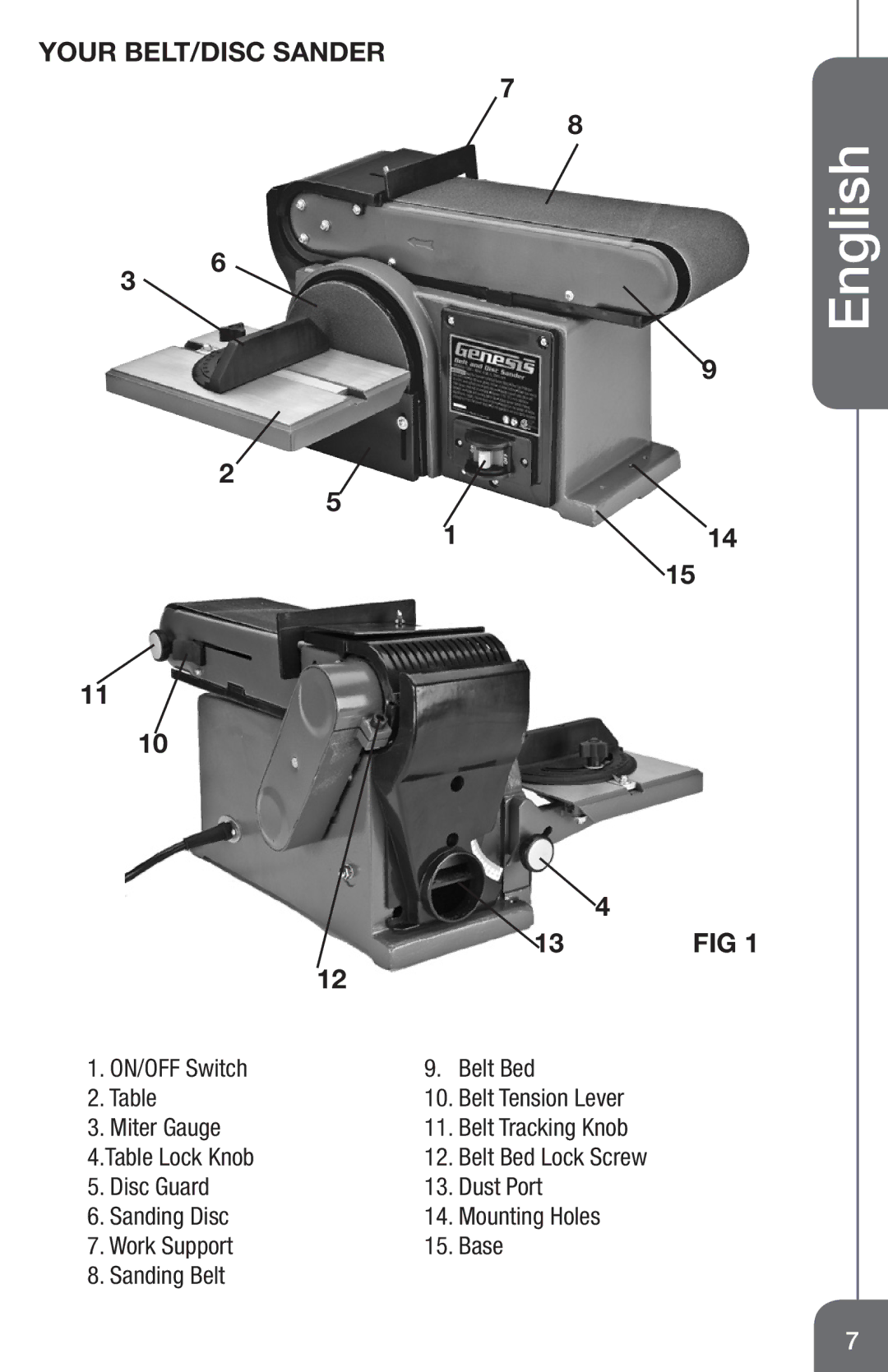 Genesis I.C.E GBDS450 manuel dutilisation Your BELT/DISC Sander 