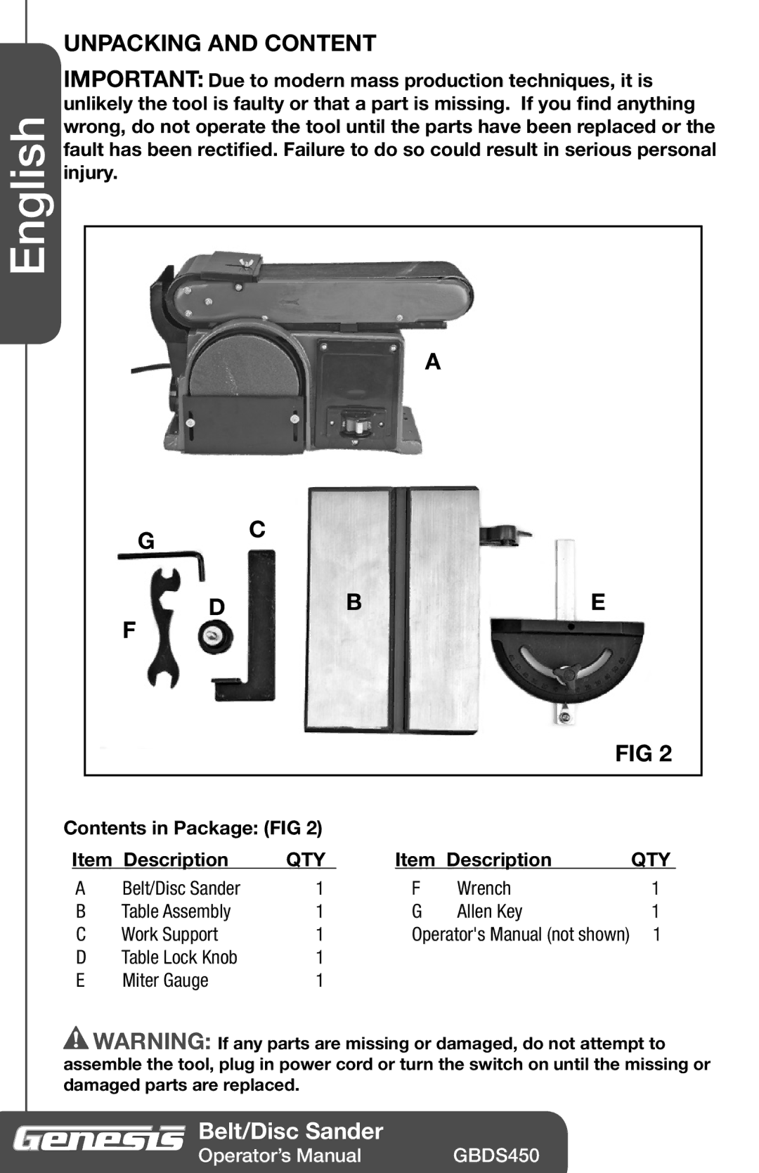 Genesis I.C.E GBDS450 manuel dutilisation Unpacking and Content 