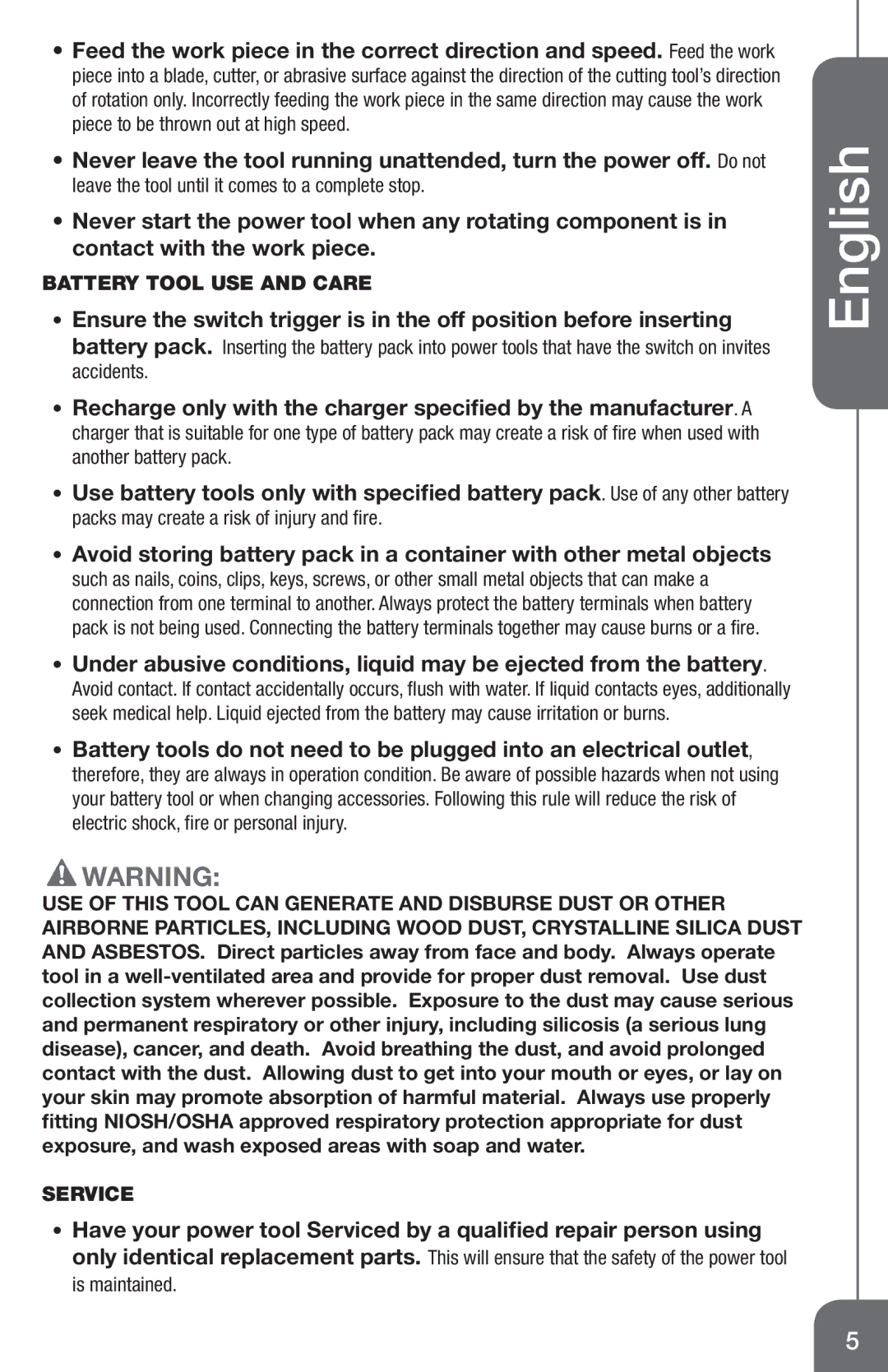 Genesis I.C.E GCD18BK manuel dutilisation Battery Tool USE and Care, Service 