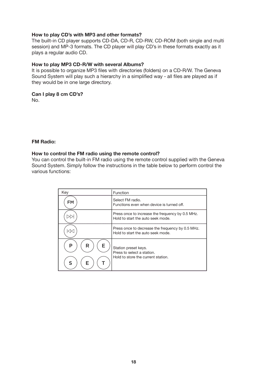 Geneva Lab XL manual How to play CD’s with MP3 and other formats?, How to play MP3 CD-R/W with several Albums? 