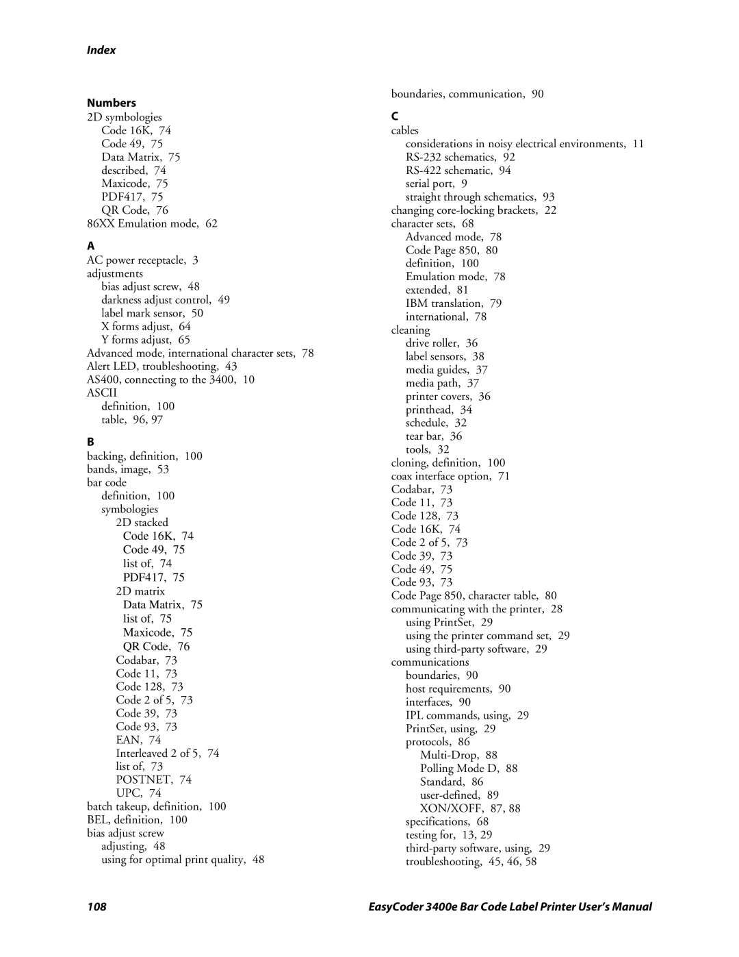 Genicom 3400e user manual Index 