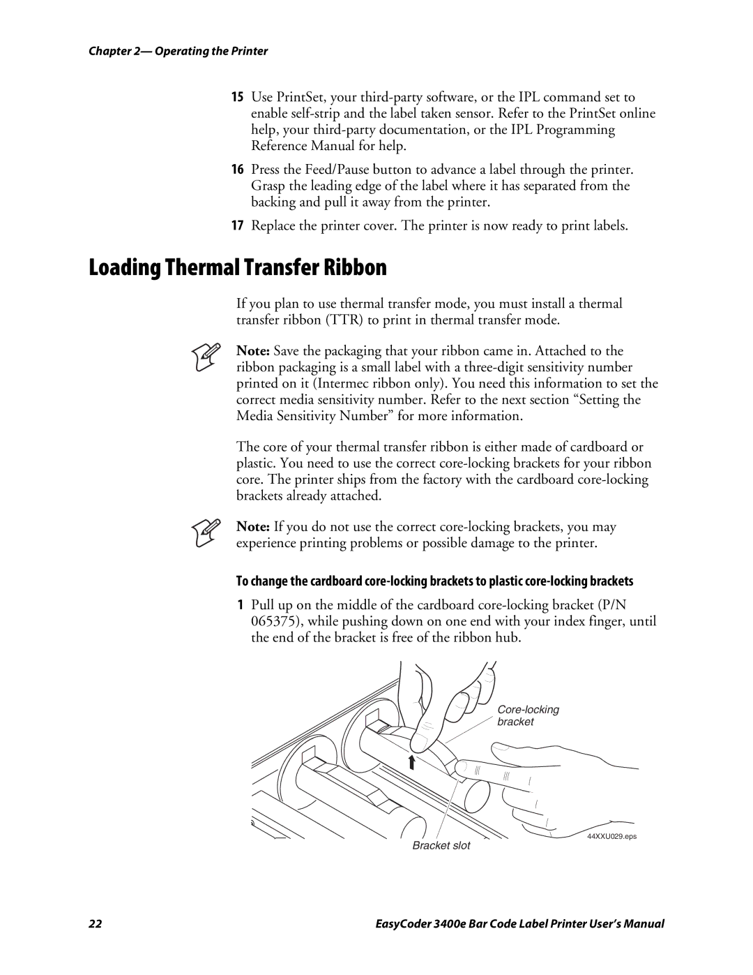 Genicom 3400e user manual Loading Thermal Transfer Ribbon 