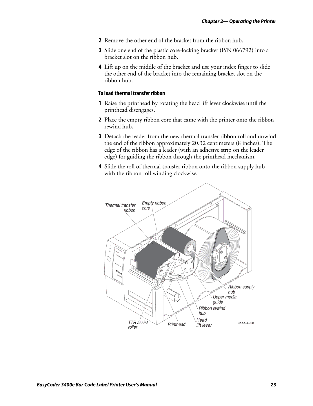 Genicom 3400e user manual To load thermal transfer ribbon 