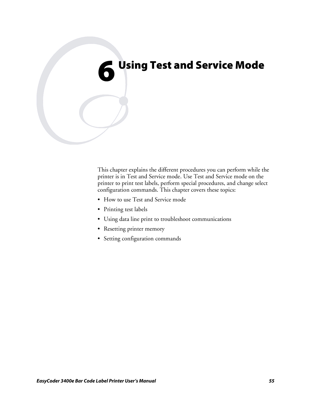 Genicom 3400e user manual 6Using Test and Service Mode 