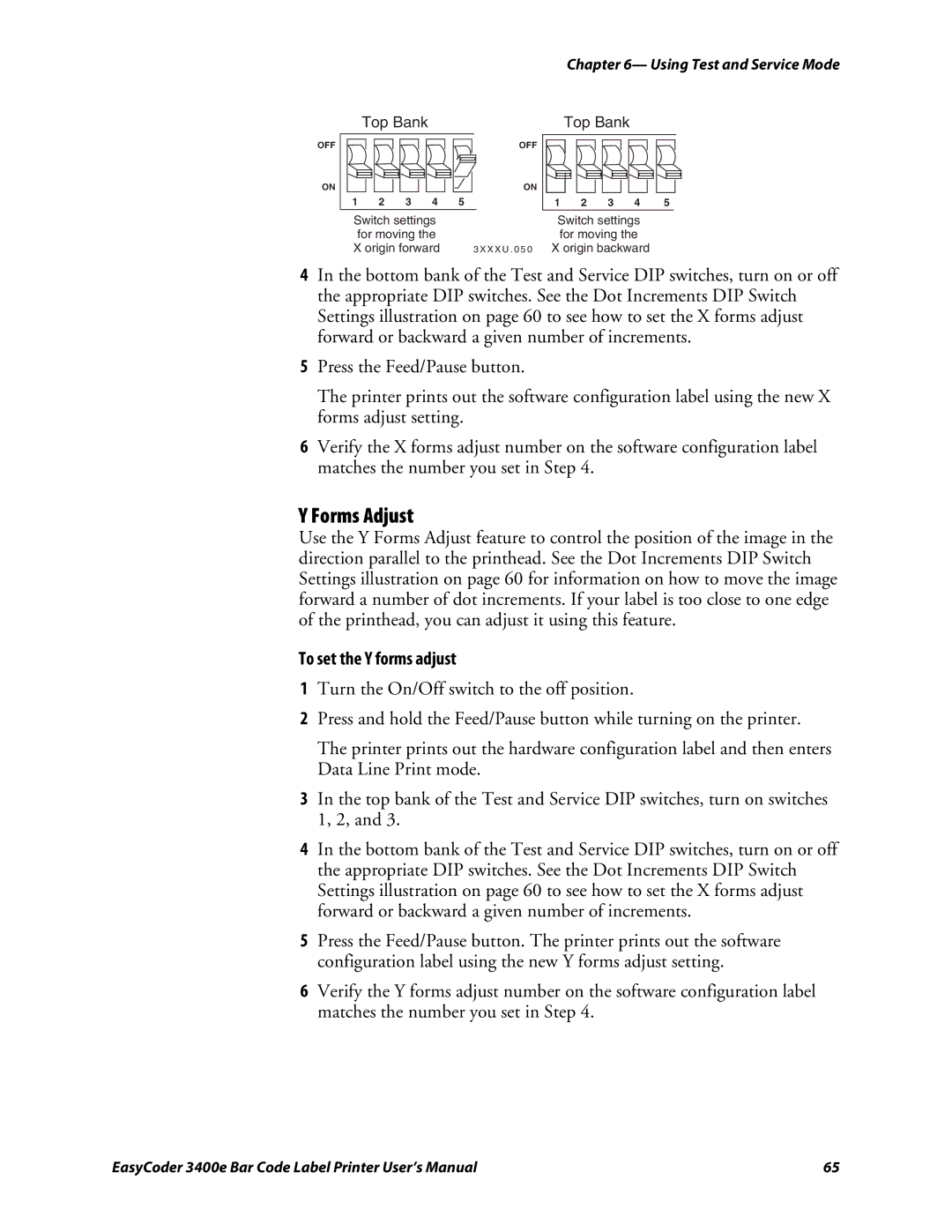 Genicom 3400e user manual To set the Y forms adjust 