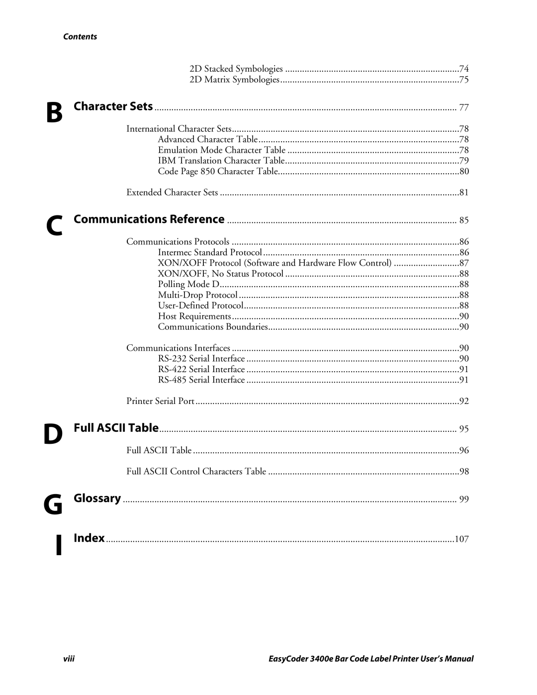 Genicom 3400e user manual Full Ascii Table Full Ascii Control Characters Table 