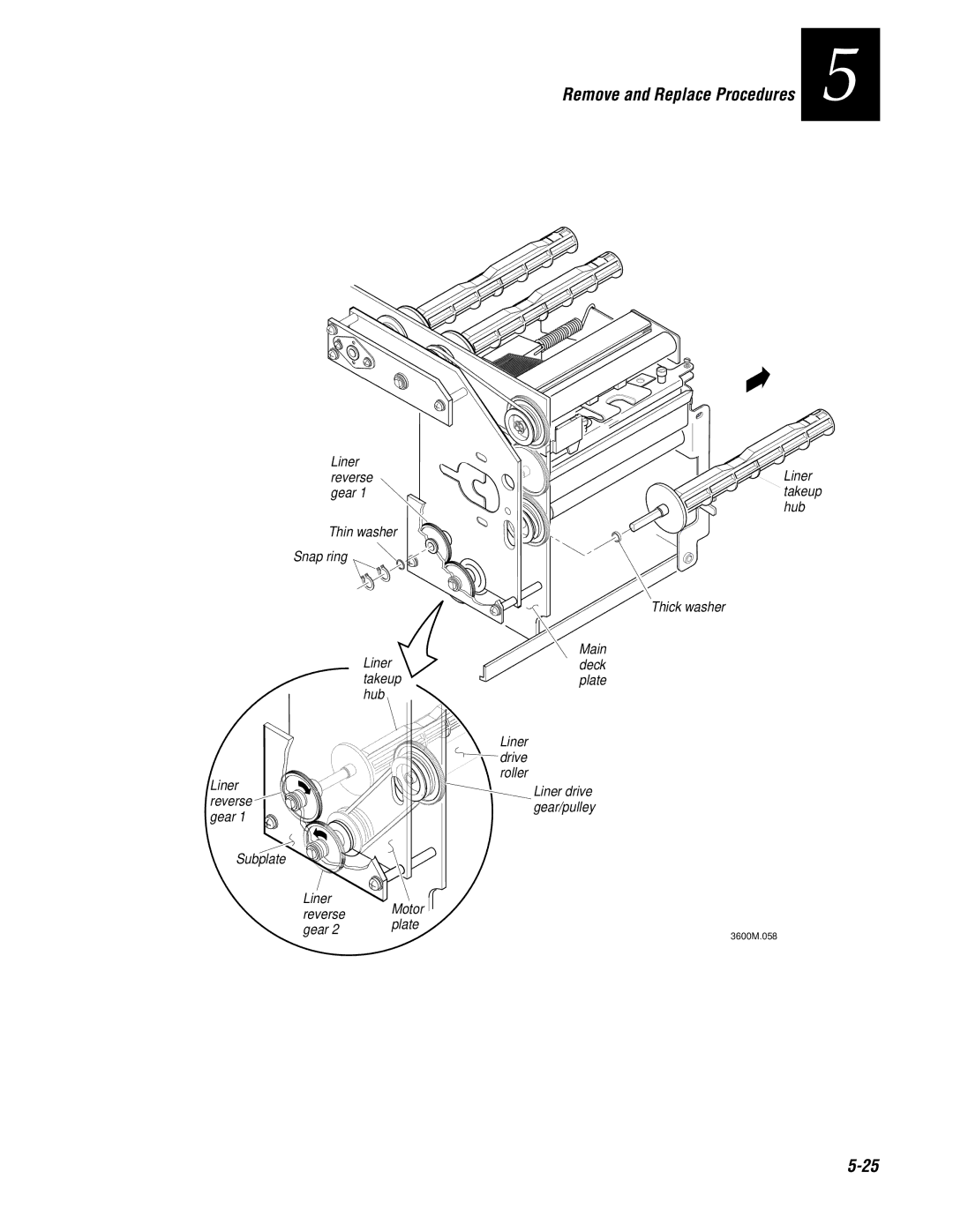 Genicom 3600 manual Liner reverse gear Thin washer Snap ring 