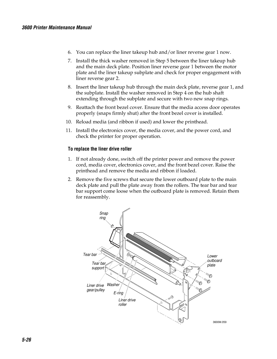 Genicom 3600 manual To replace the liner drive roller 