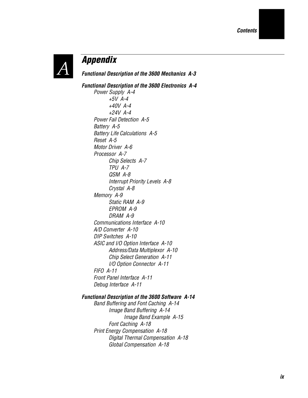 Genicom manual Appendix, Functional Description of the 3600 Software A-14 