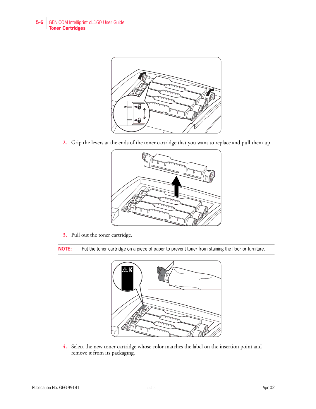 Genicom cL160 manual Toner Cartridges 