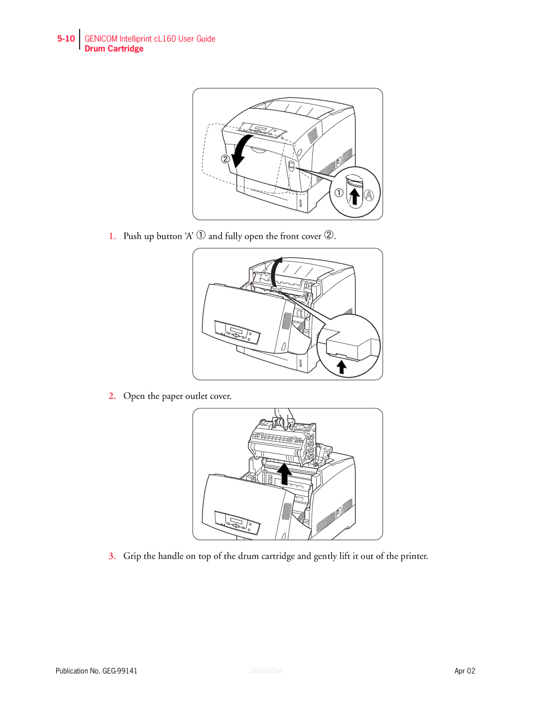 Genicom cL160 manual Drum Cartridge 