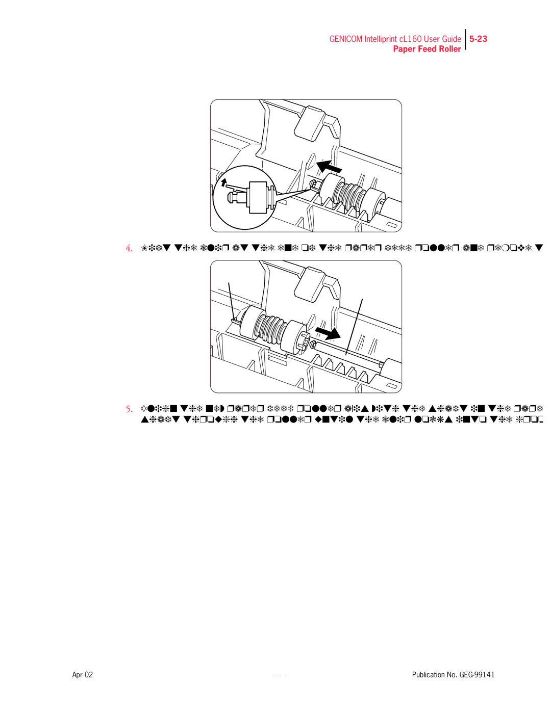 Genicom cL160 manual Paper Feed Roller 