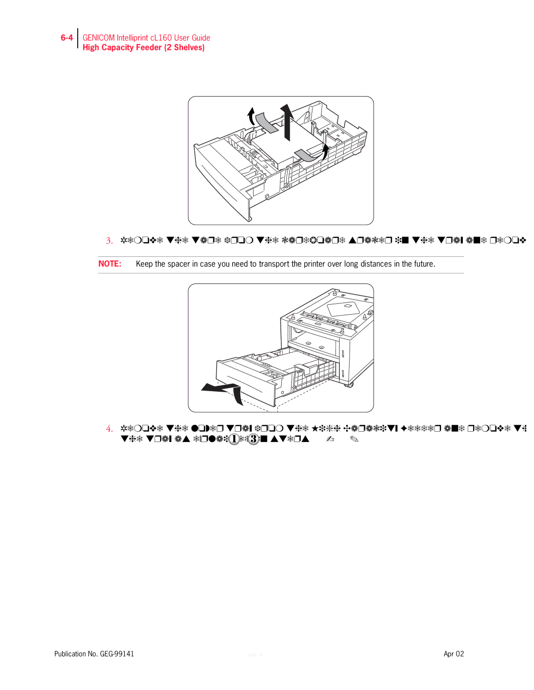 Genicom cL160 manual High Capacity Feeder 2 Shelves 