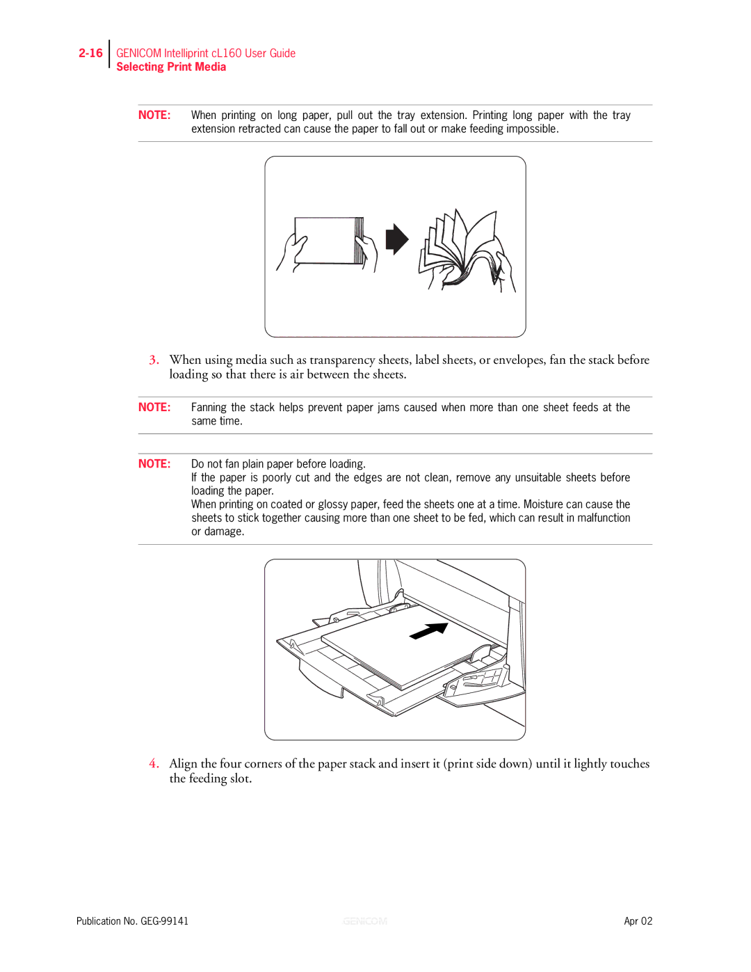 Genicom cL160 manual Selecting Print Media 