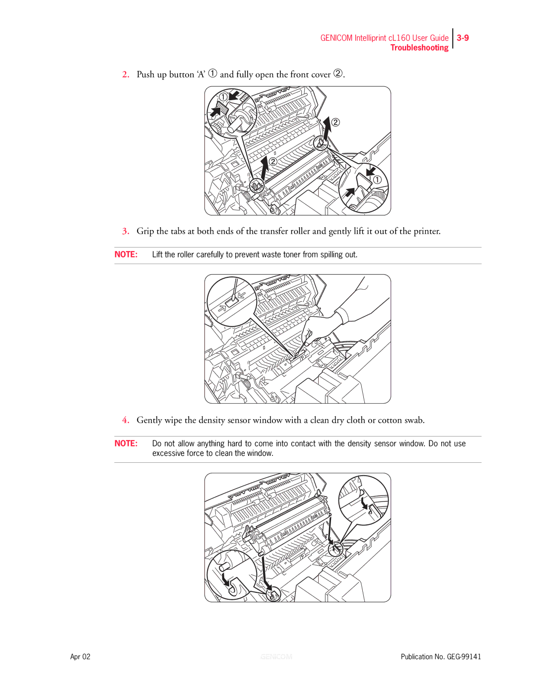 Genicom cL160 manual Troubleshooting 