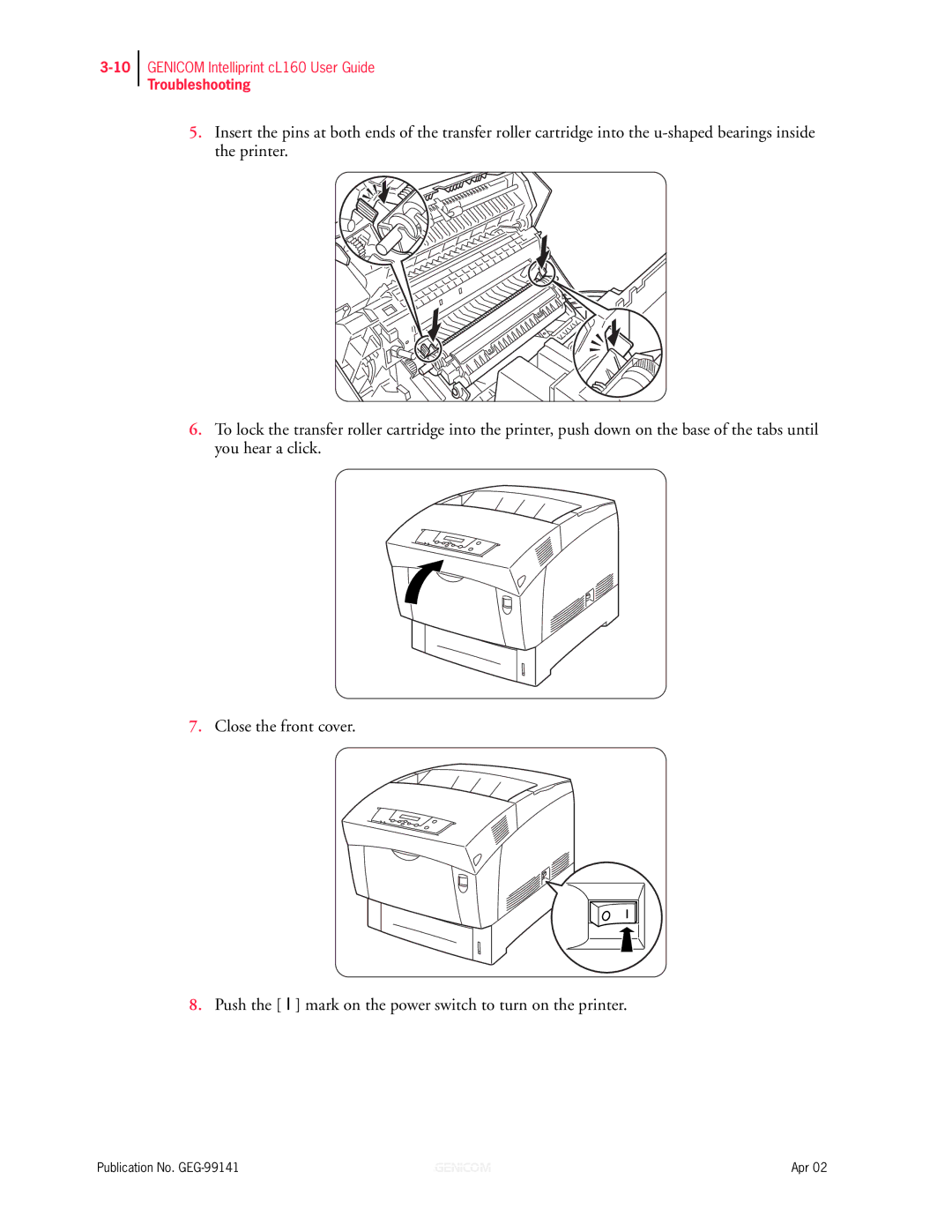 Genicom cL160 manual Troubleshooting 