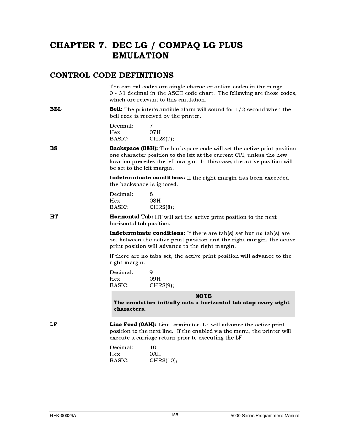 Genicom GEK 00031B manual DEC LG / Compaq LG Plus Emulation 