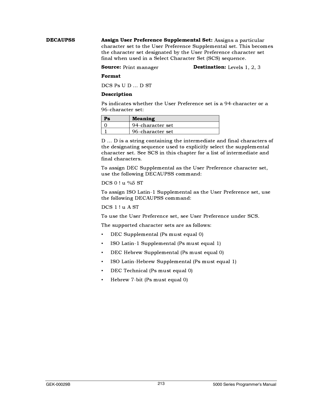 Genicom GEK 00031B manual Final when used in a Select Character Set SCS sequence 