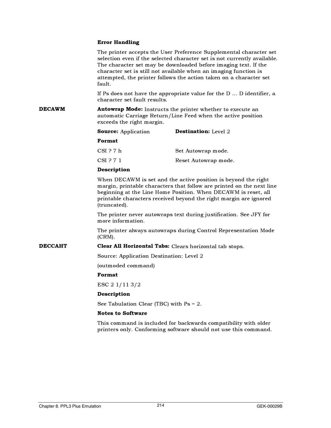 Genicom GEK 00031B manual Error Handling, Destination Level, Deccaht 