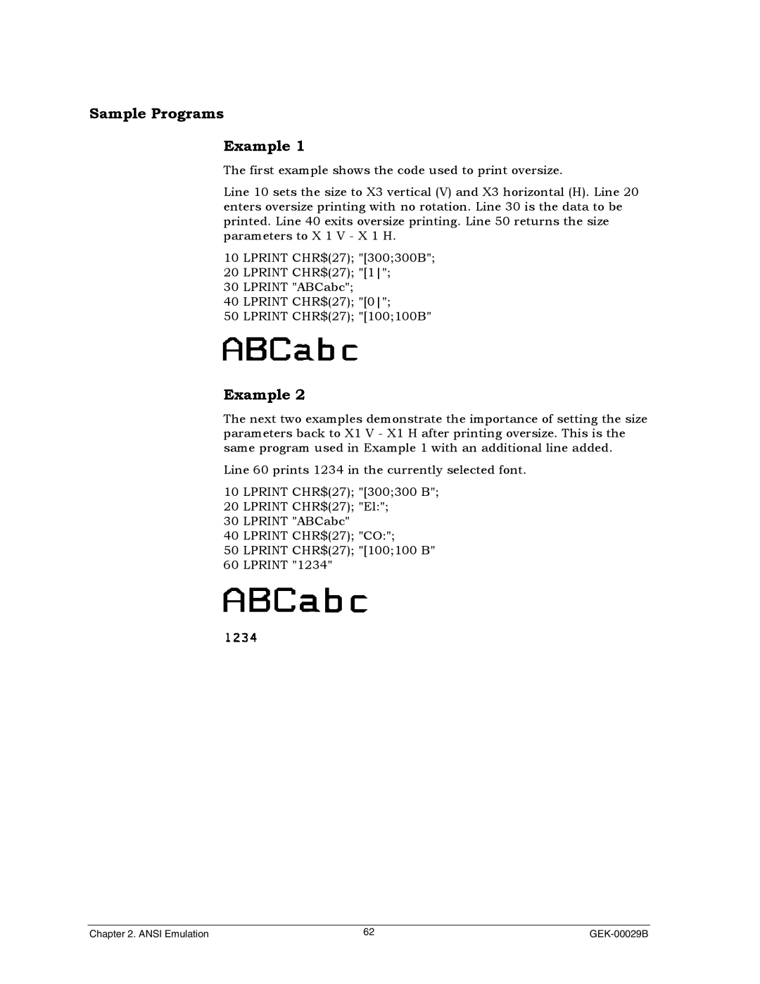 Genicom GEK 00031B manual Sample Programs Example 