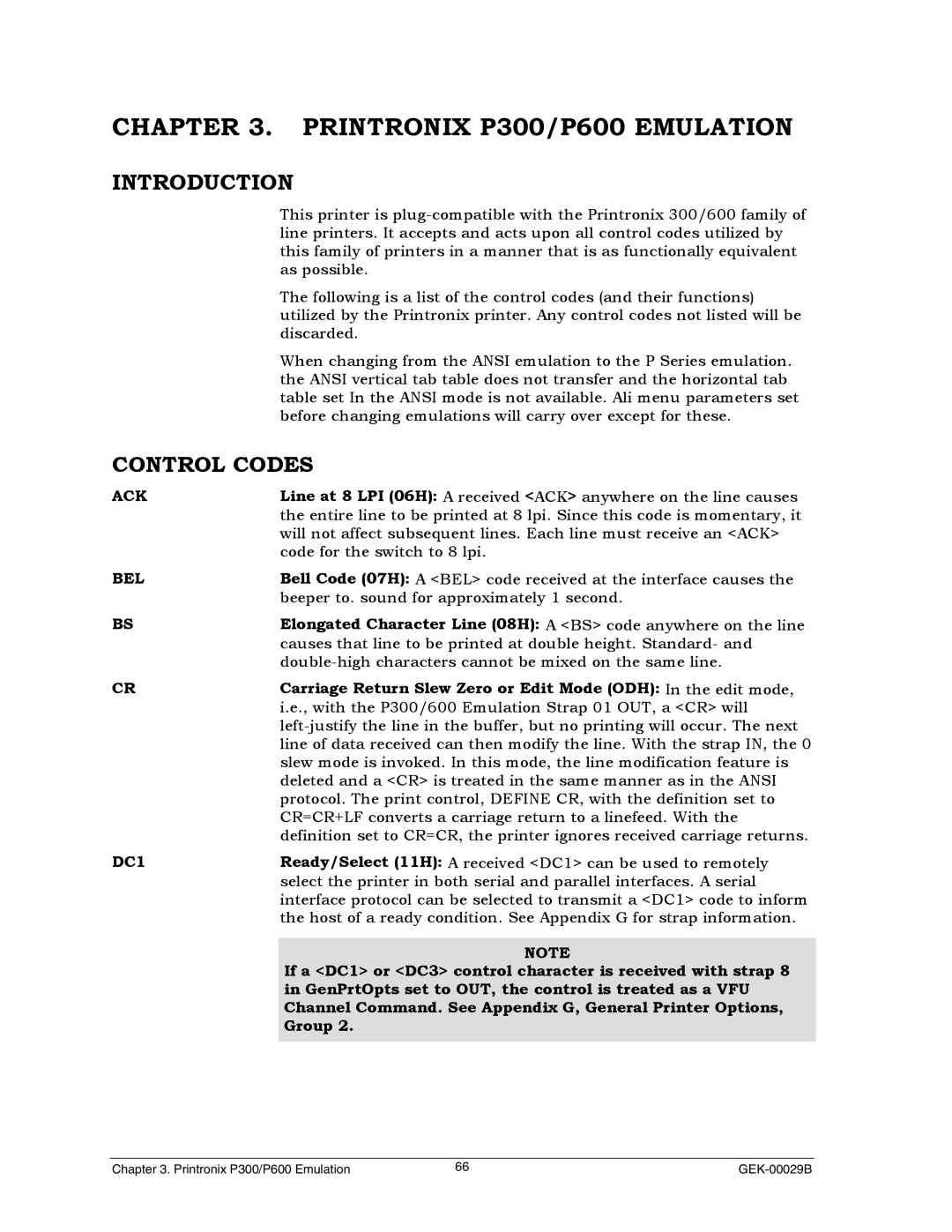 Genicom GEK 00031B manual Introduction, Ack, Elongated Character Line 08H a BS code anywhere on the line 