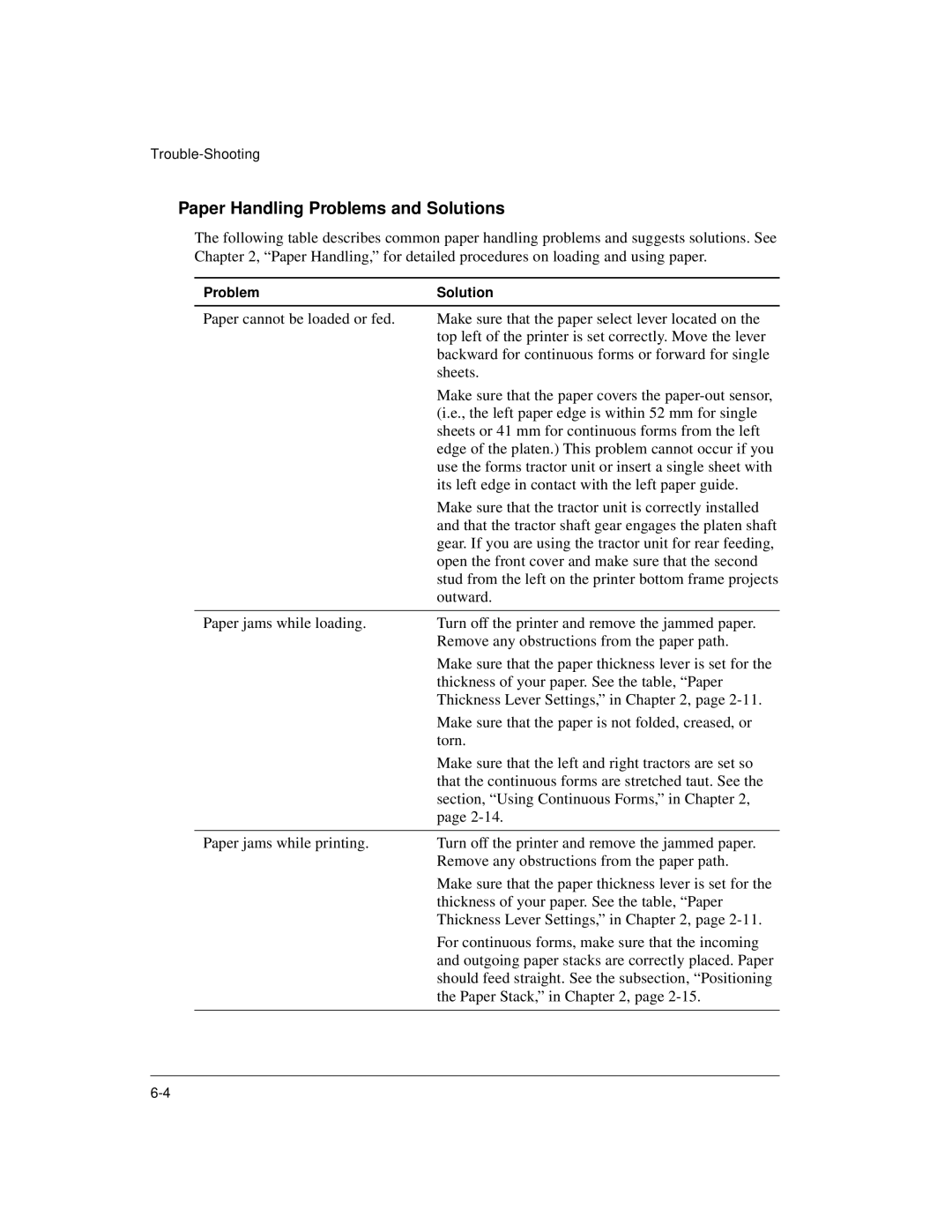 Genicom LA36 manual Paper Handling Problems and Solutions 