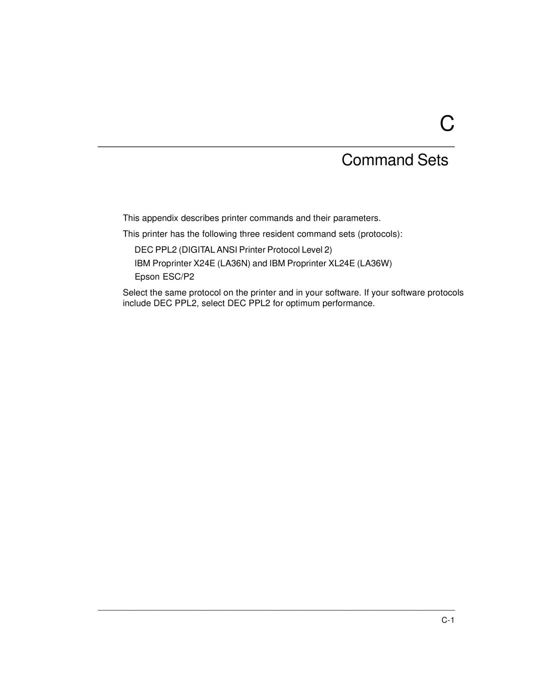 Genicom LA36 manual Command Sets 