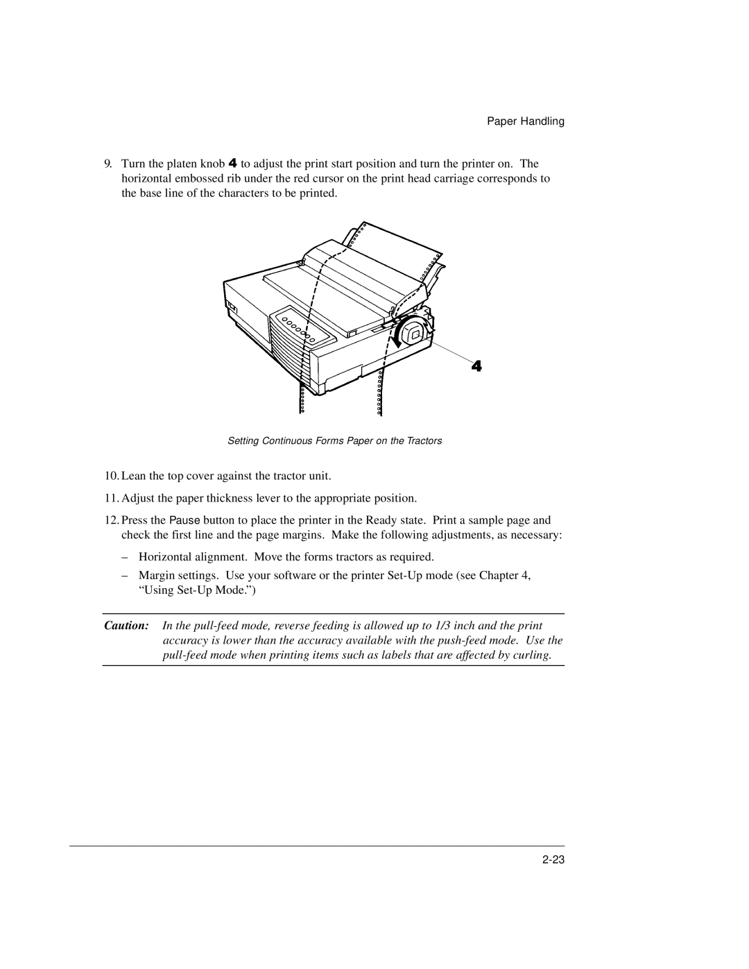 Genicom LA36 manual Setting Continuous Forms Paper on the Tractors 