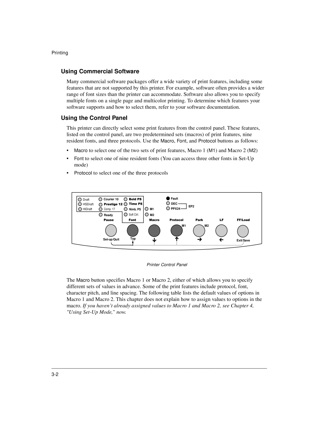 Genicom LA36 manual Using Commercial Software, Using the Control Panel 