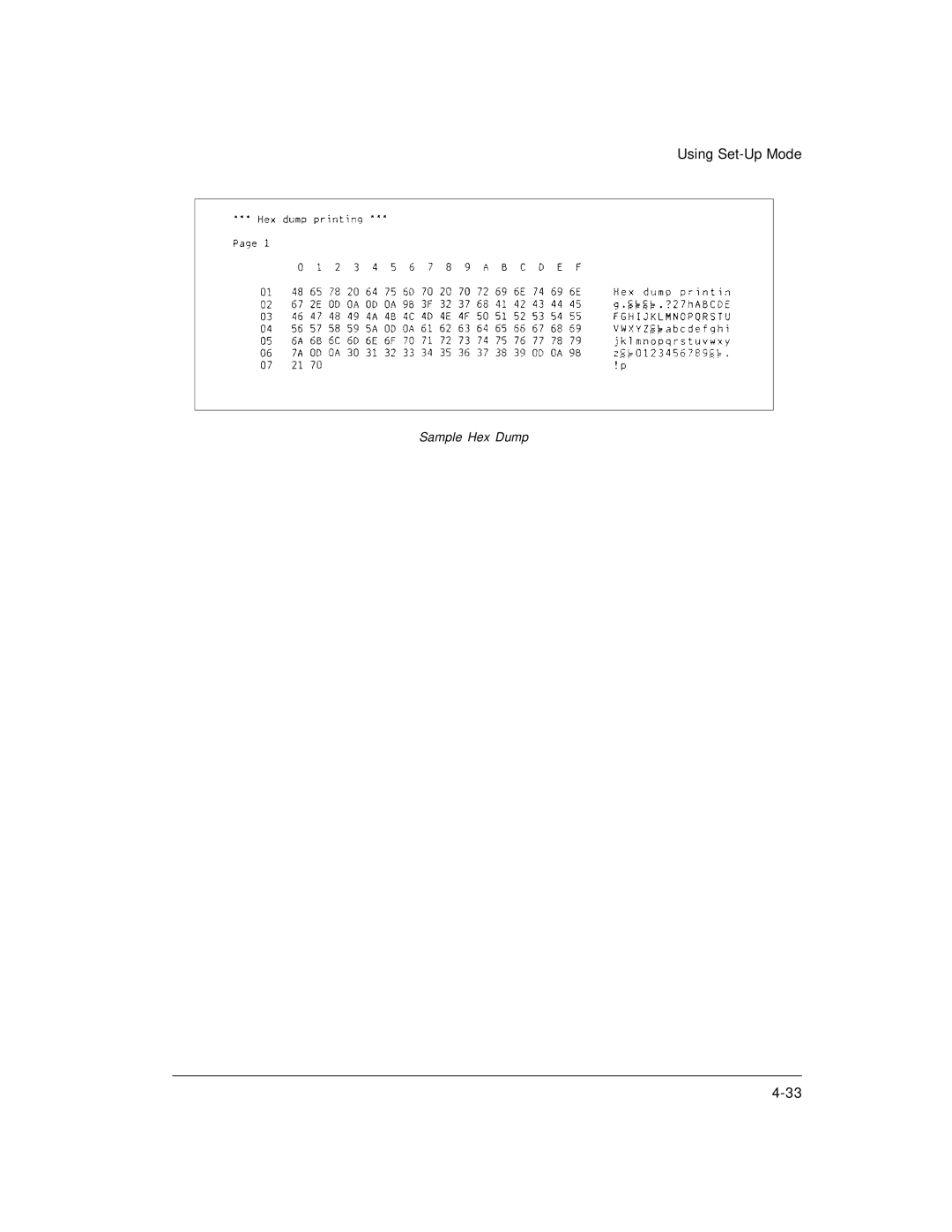 Genicom LA36 manual Sample Hex Dump 