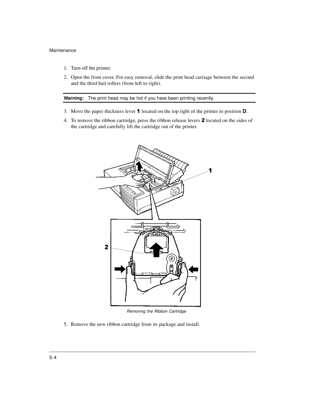 Genicom LA36 manual Remove the new ribbon cartridge from its package and install 