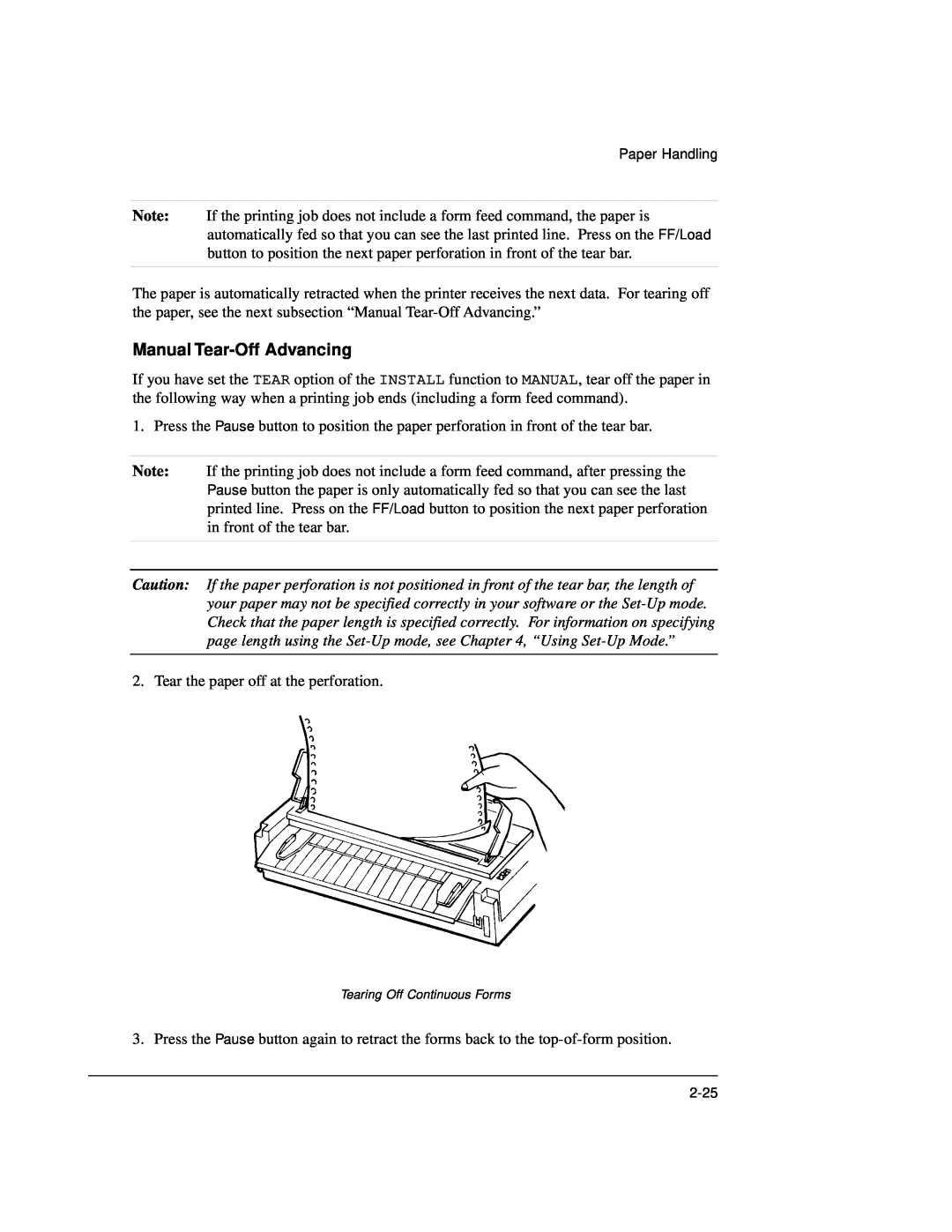 Genicom LA36 manual Manual Tear-Off Advancing 