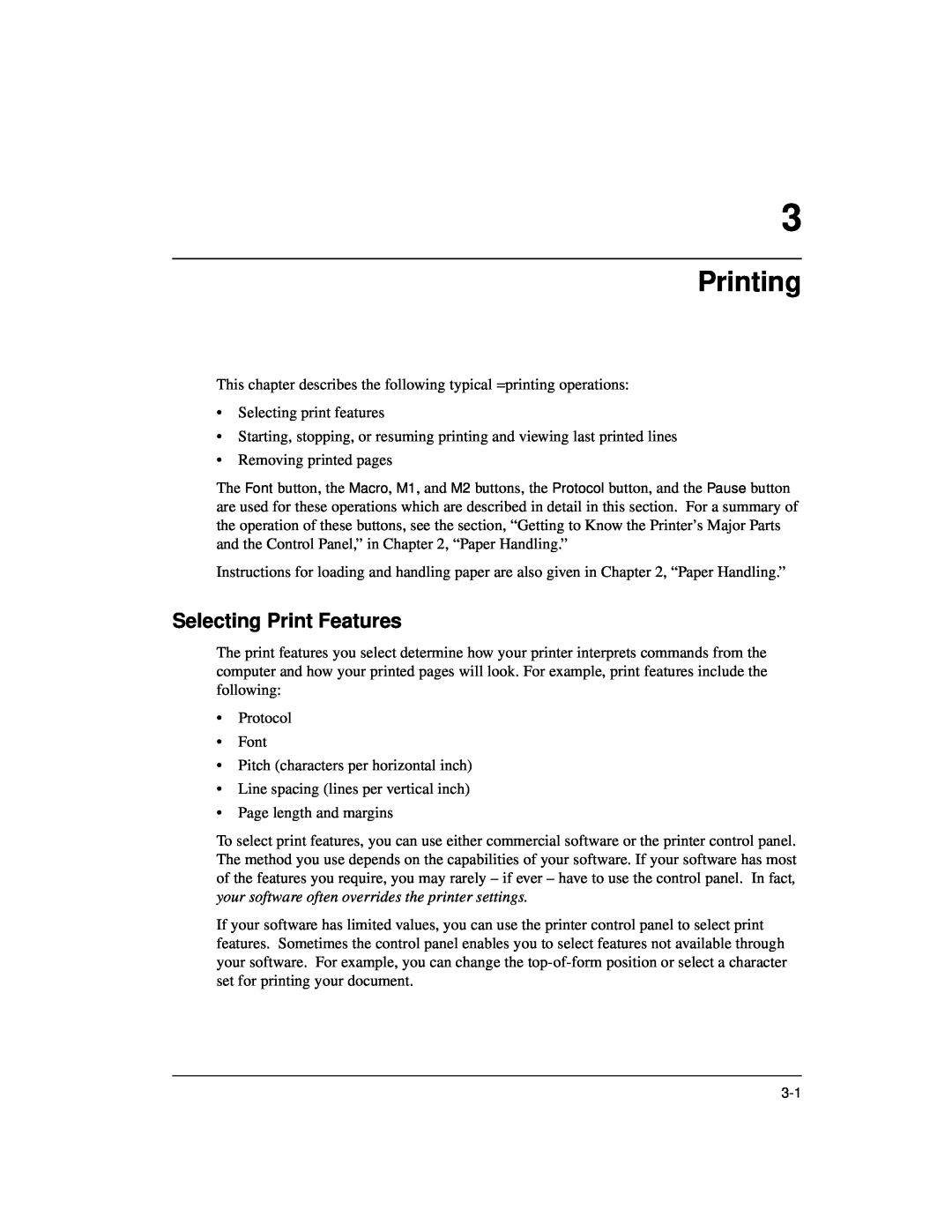 Genicom LA36 manual Printing, Selecting Print Features 