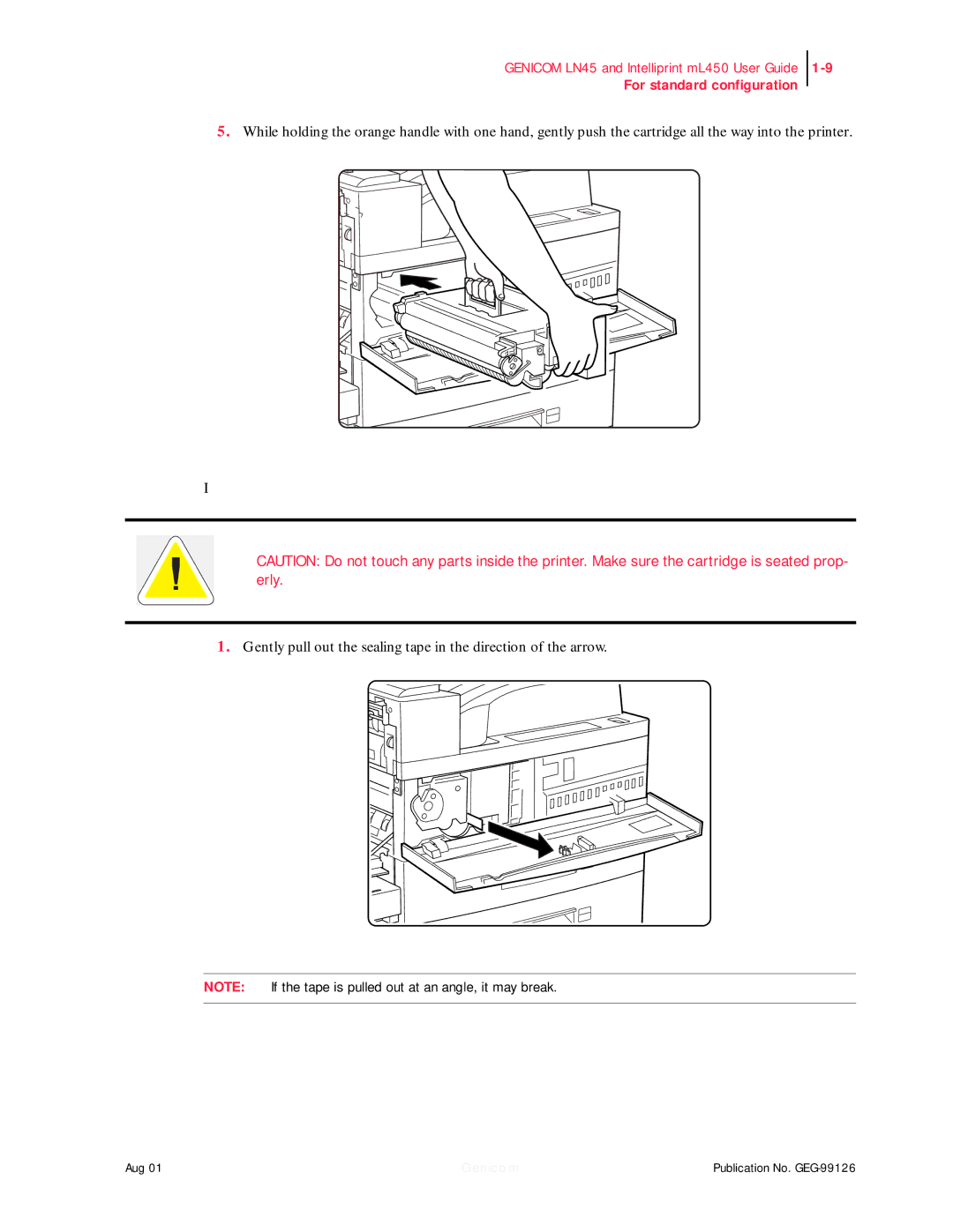 Genicom LN45, ML450 manual For standard configuration 