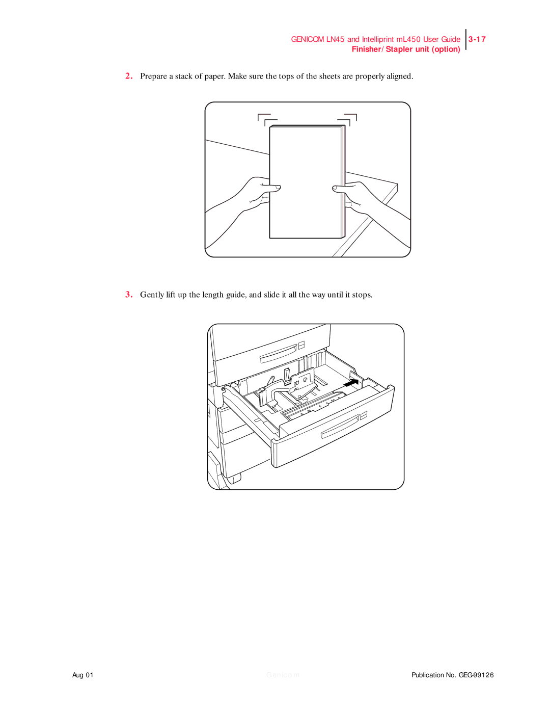 Genicom LN45, ML450 manual Finisher/Stapler unit option 