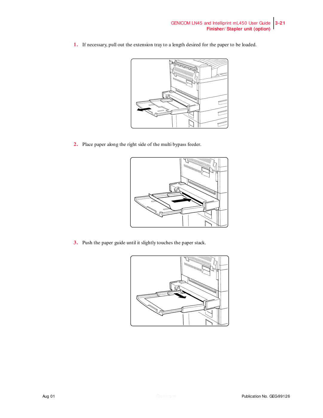 Genicom LN45, ML450 manual Finisher/Stapler unit option 