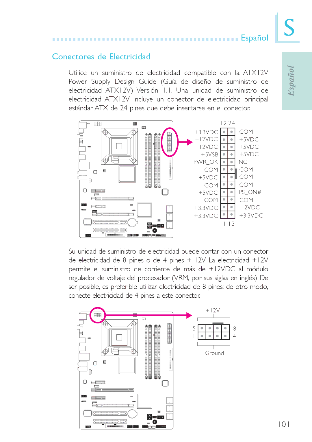 Genicom P45 user manual Español Conectores de Electricidad 